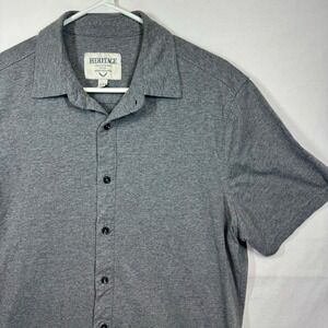 Heritage Report Collection Knit‎ Button Up Shirt Short Sleeve Gray Mens Sz Large